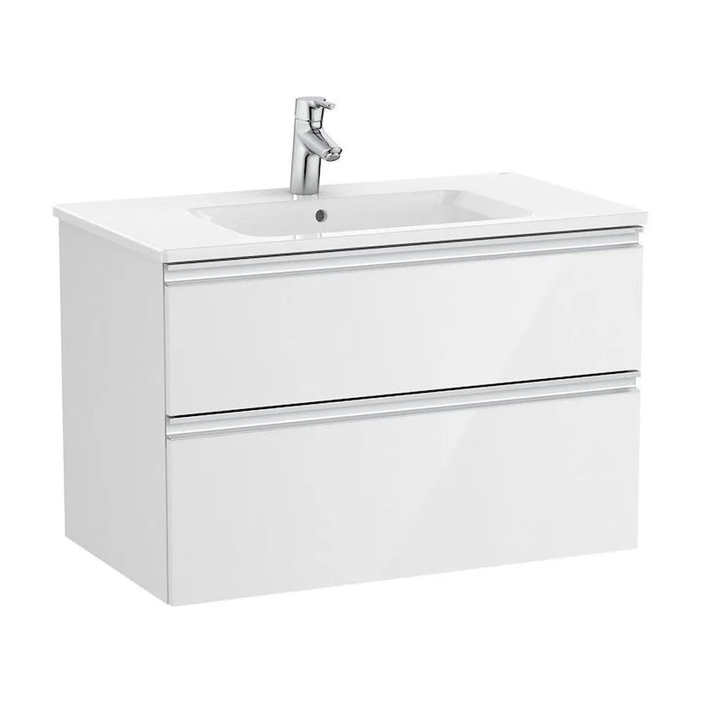 Mueble de baño de 80 cm de ancho con lavabo central color blanco brillo Unik The Gap Roca - Vista 1