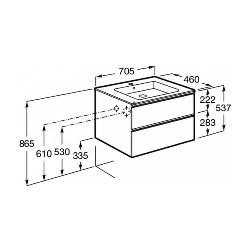 Mueble de Baño con Lavabo Central Unik de 70 cm Colección The Gap Roble Roca - Vista 8