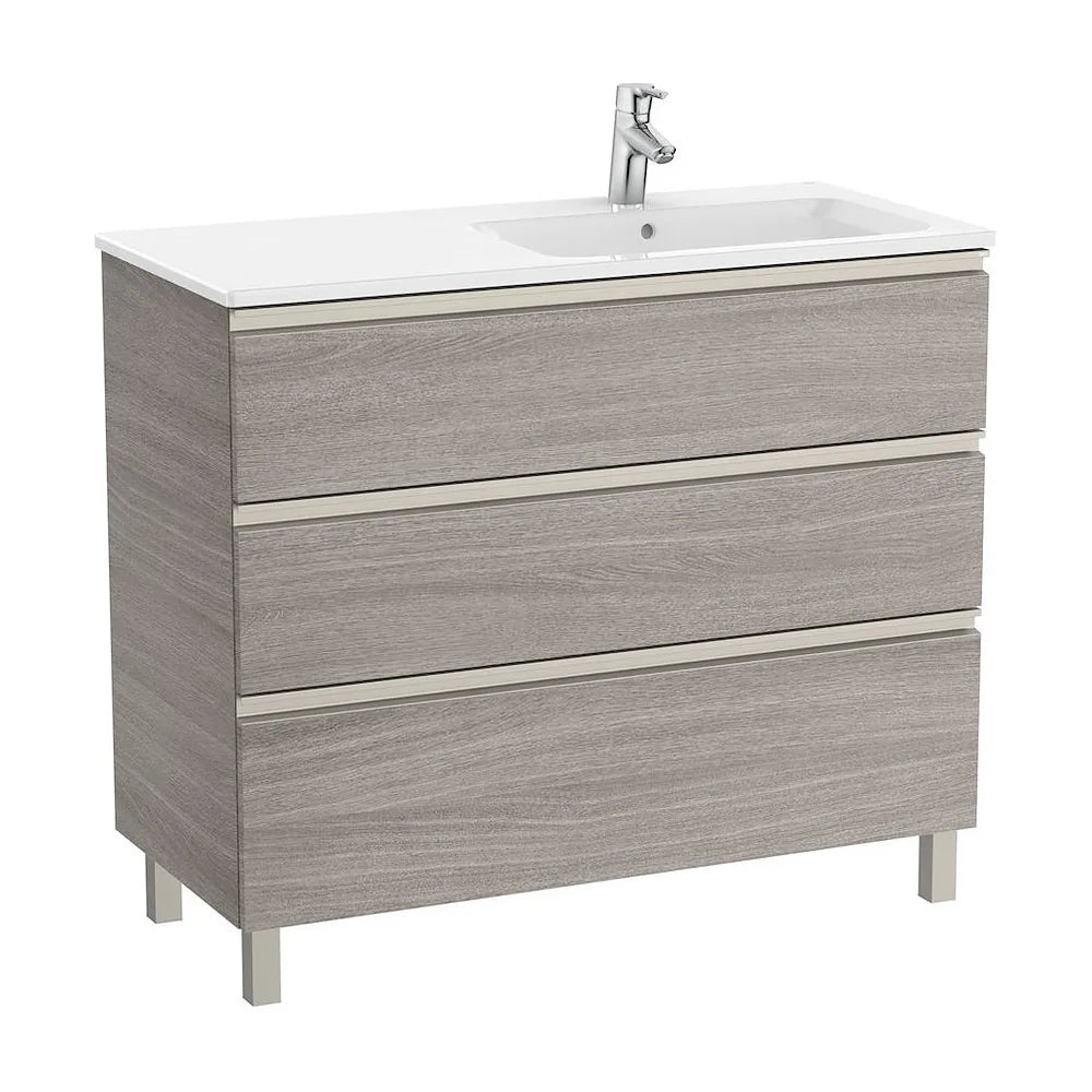 Mueble de baño de 100 cm de ancho con lavabo derecho color roble Unik The Gap Roca - Vista 2