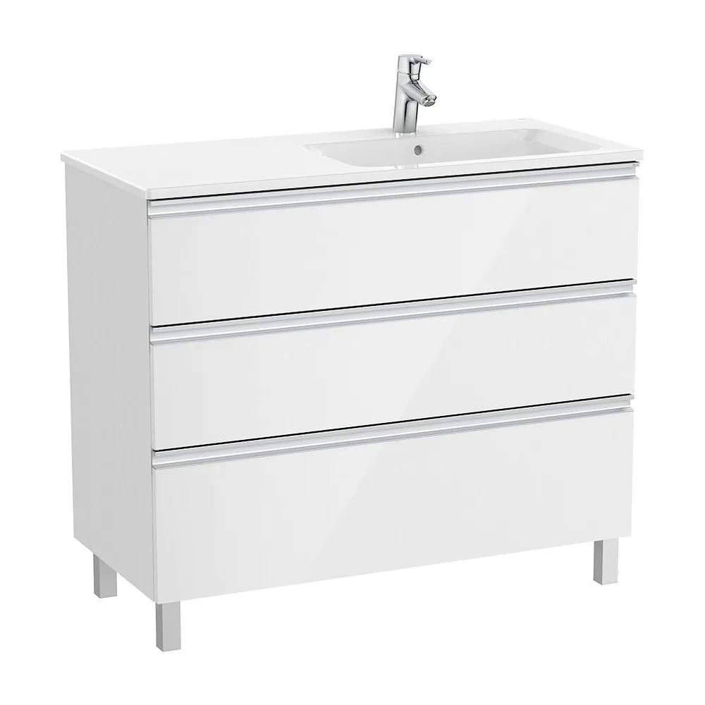 Mueble de baño de 100 cm con lavabo derecho color blanco brillo Unik The Gap Roca - Vista 2