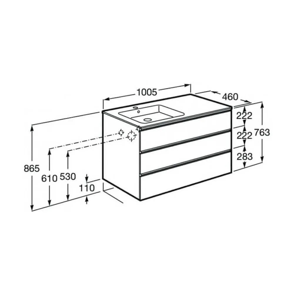 Mueble de Baño con Lavabo Izquierdo Unik de 100 cm Colección The Gap Roble Roca - Vista 8