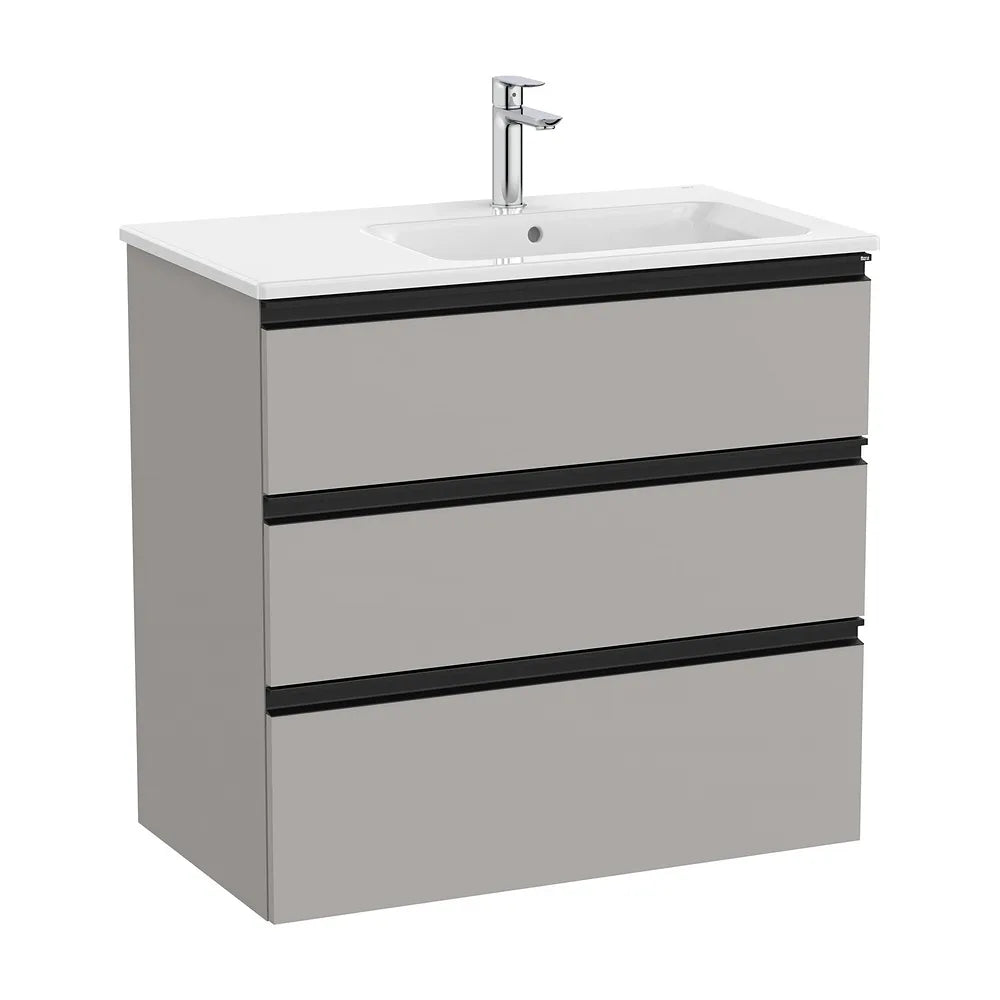 Mueble de Baño con Lavabo Derecho en Color Gris Mate Unik de 80 cm Colección The Gap Roca - Vista 1