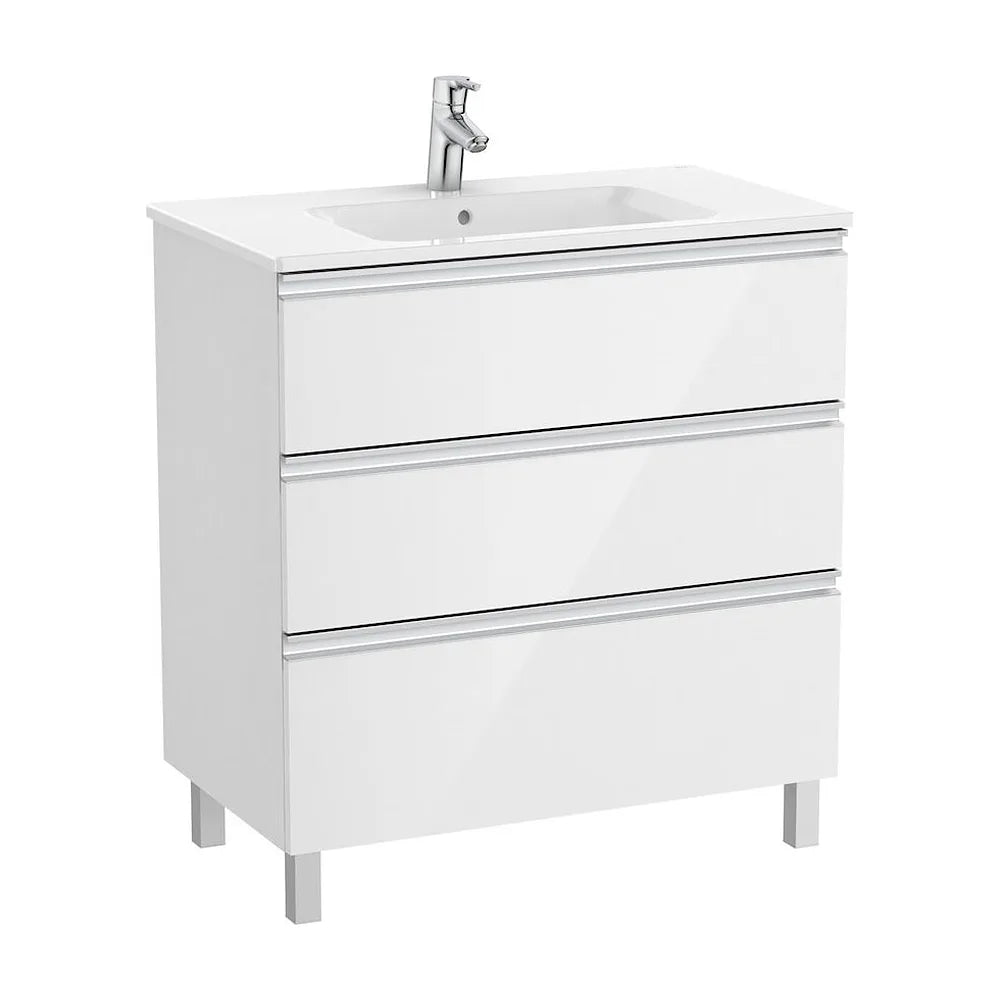 Mueble de baño de 80 cm con lavabo central en color blanco brillo Unik The Gap Roca - Vista 2