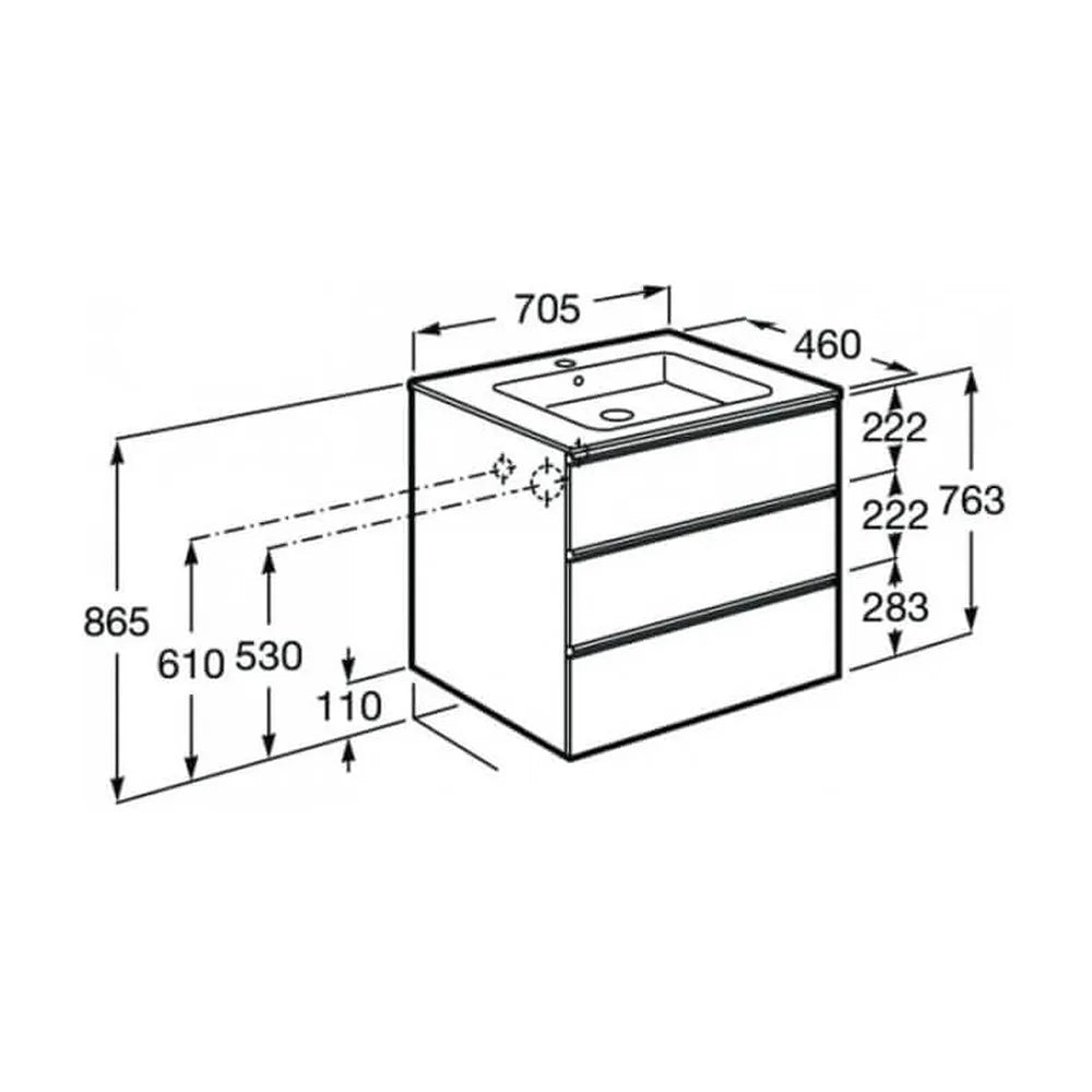 Mueble de Baño con Lavabo Central Unik de 70 cm Colección The Gap Roble Roca - Vista 8