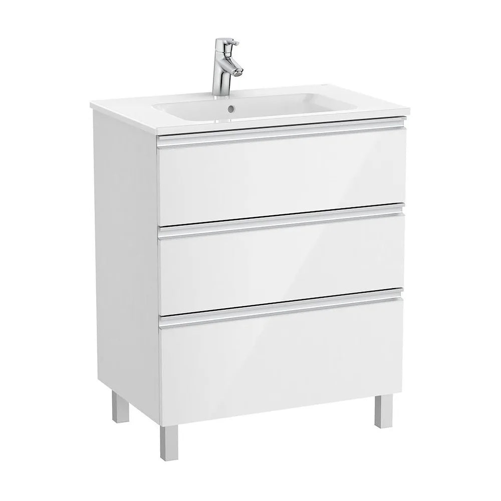 Mueble de baño de 70 cm con lavabo central en color blanco brillo Unik The Gap Roca - Vista 2