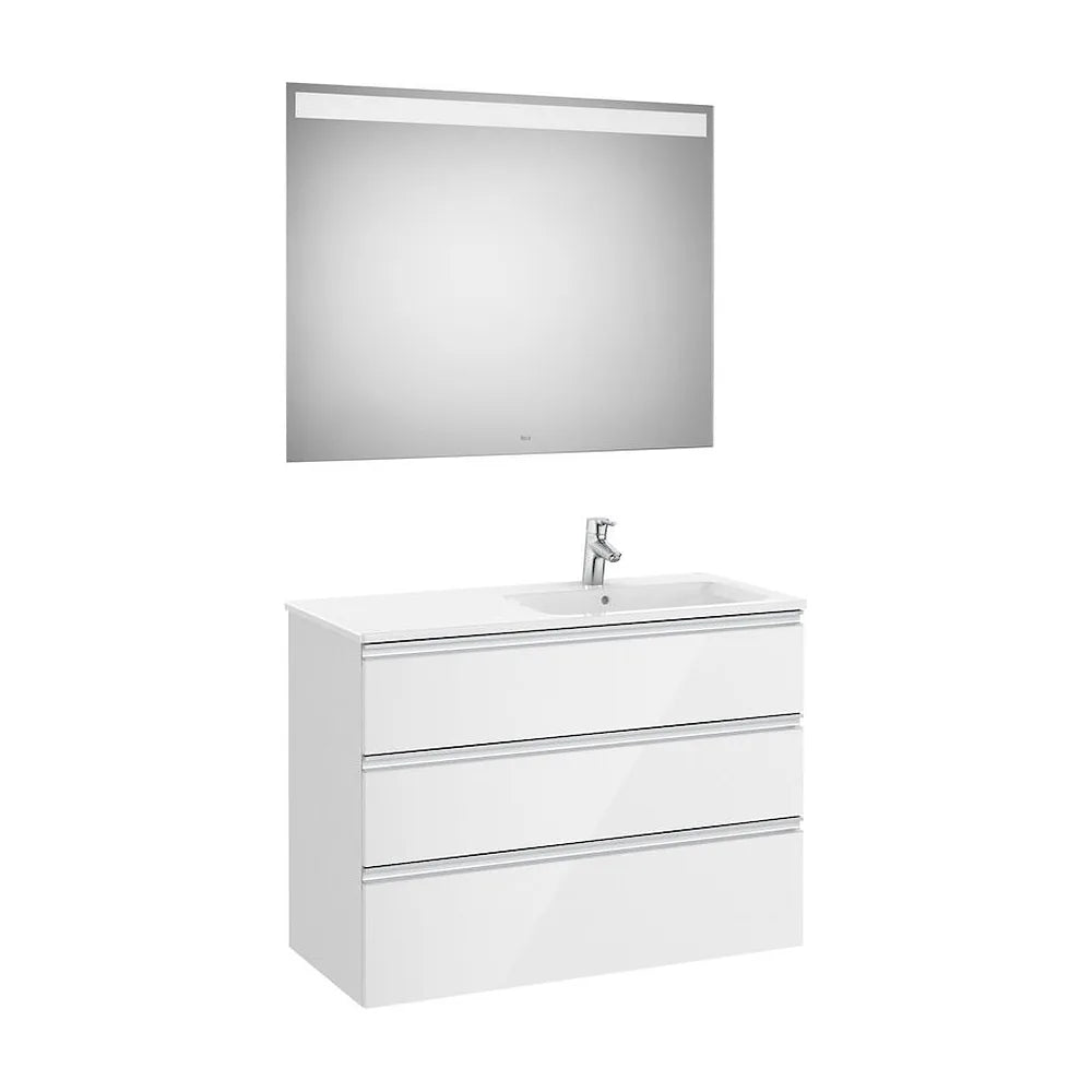 Conjunto de Baño con Lavabo Derecho de 100 cm Colección The Gap Blanco Brillo Roca - Vista 1
