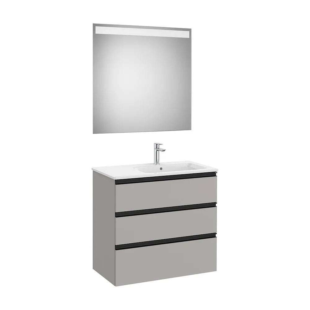 Conjunto de Baño con Lavabo Derecho Gris Mate de 80 cm Colección The Gap Roca - Vista 1