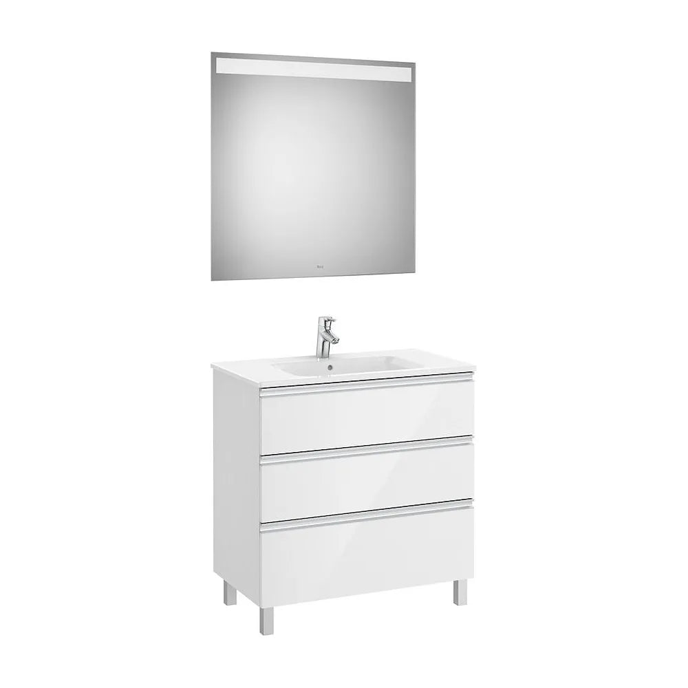 Conjunto de Baño con Lavabo Central de 80 cm Colección The Gap Blanco Brillo Roca - Vista 2