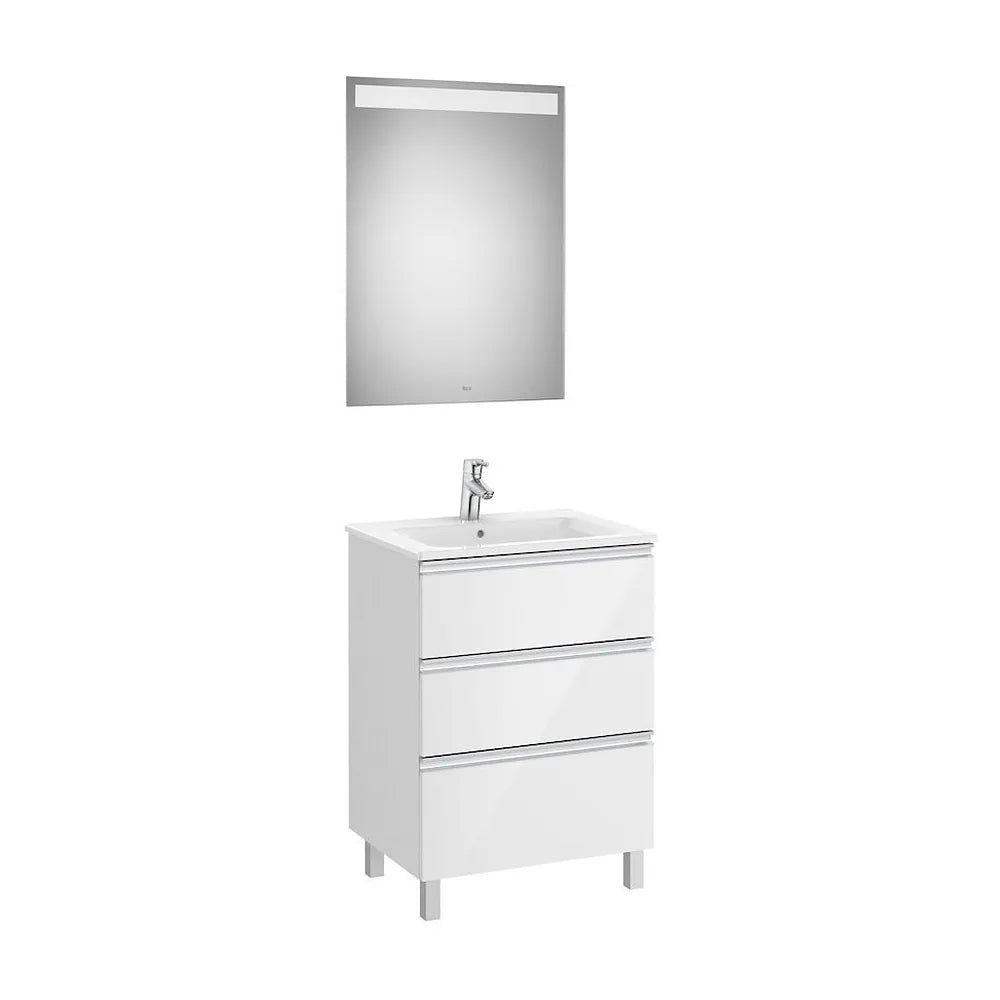 Conjunto de Baño con Lavabo Central de 60 cm Colección The Gap Blanco Brillo Roca - Vista 2