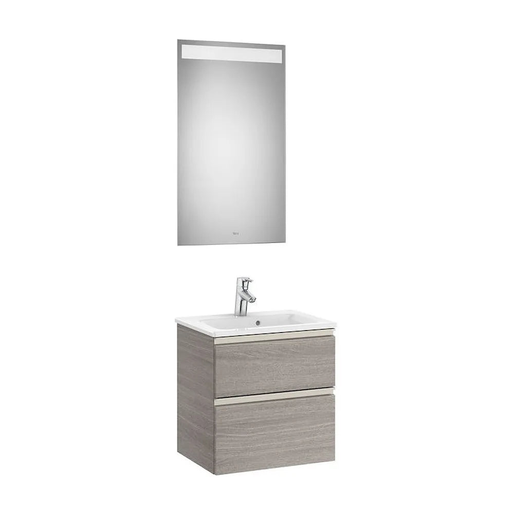 Conjunto de baño compacto de 50 cm con lavabo central color roble Pack The Gap Roca - Vista 1