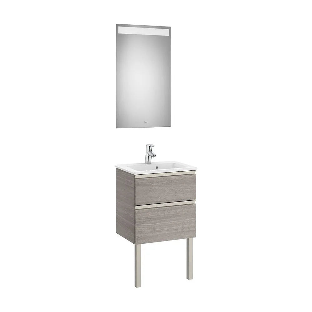 Conjunto de baño compacto de 50 cm con lavabo central color roble Pack The Gap Roca - Vista 2