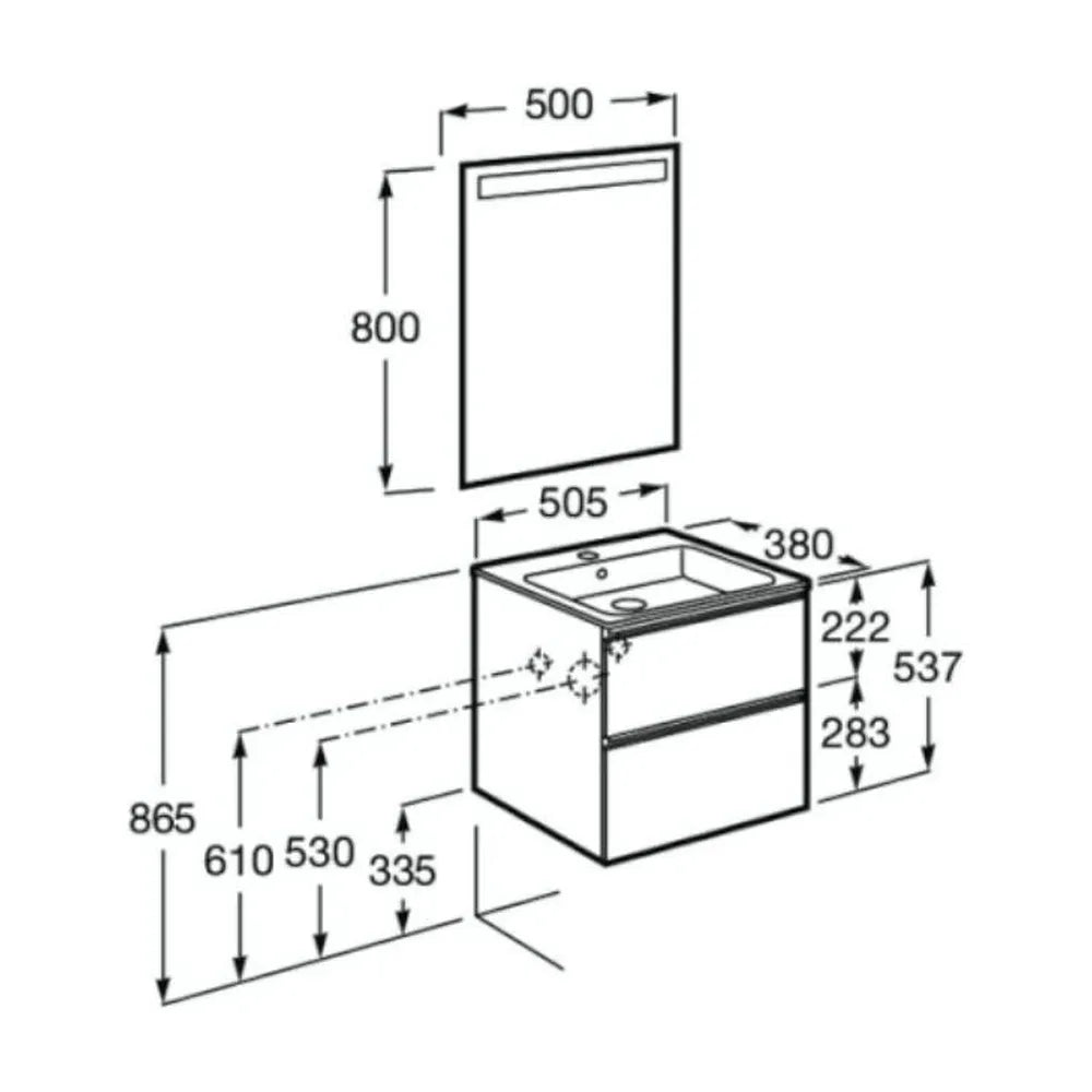 Conjunto de baño compacto de 50 cm con lavabo central color roble Pack The Gap Roca - Vista 5