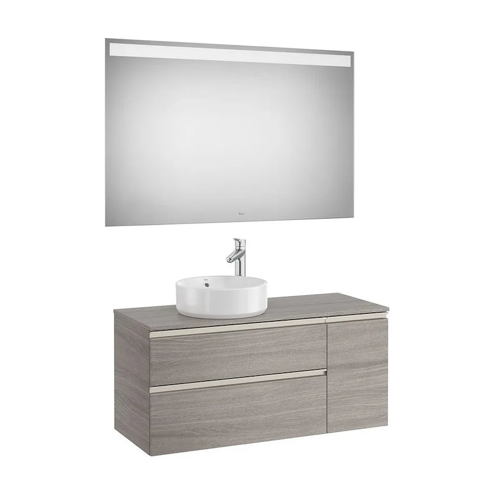 Mueble de Baño con Lavabo y Espejo Led de 110 cm Colección The Gap Roble Roca - Vista 1