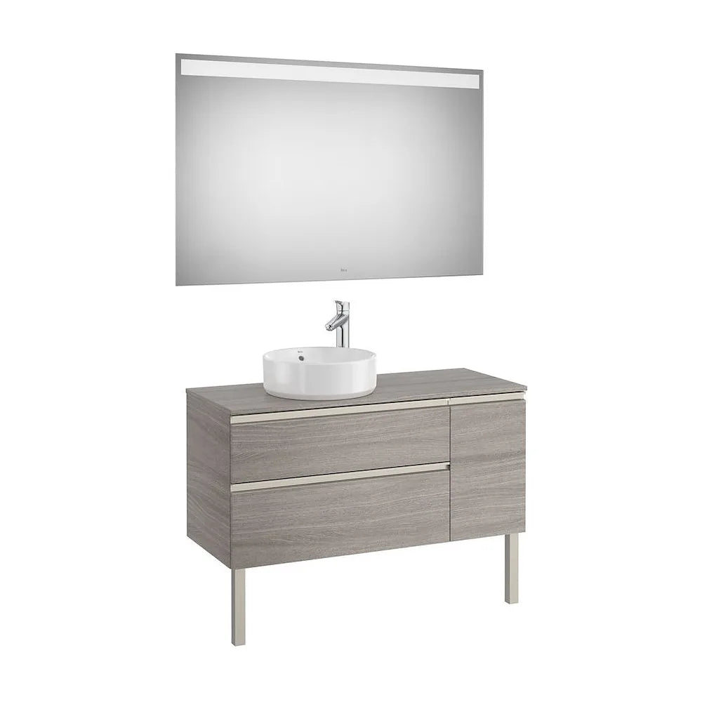 Mueble de Baño con Lavabo y Espejo Led de 110 cm Colección The Gap Roble Roca - Vista 2