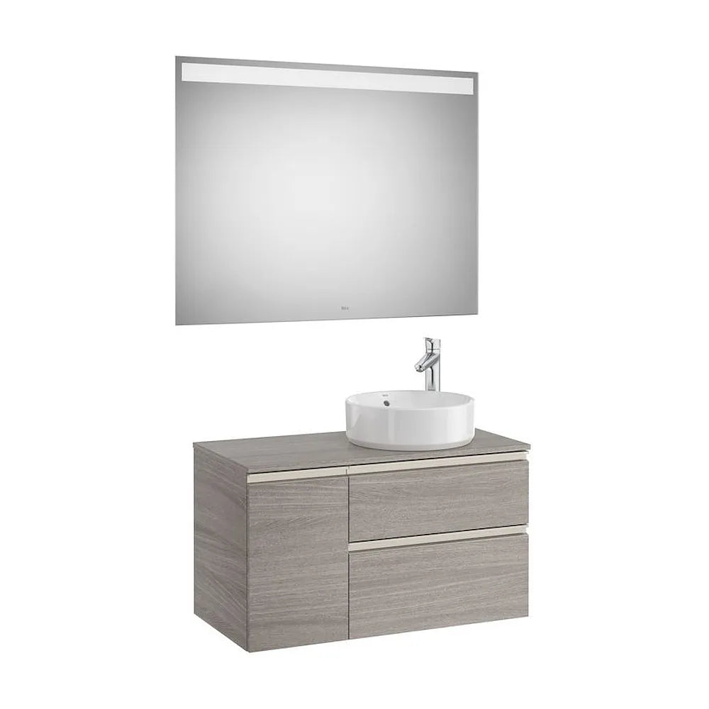 Mueble de Baño con Lavabo con Espejo Led de 90 cm Colección The Gap Roble Roca - Vista 1
