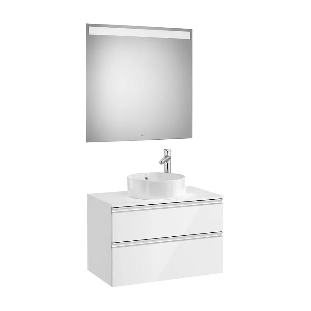 Mueble de Baño con Lavabo con Espejo Led de 80 cm Colección The Gap Blanco Brillo Roca - Vista 1