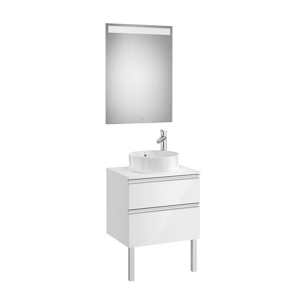 Mueble de Baño con Lavabo con Espejo Led de 60 cm Colección The Gap Blanco Brillo Roca - Vista 2