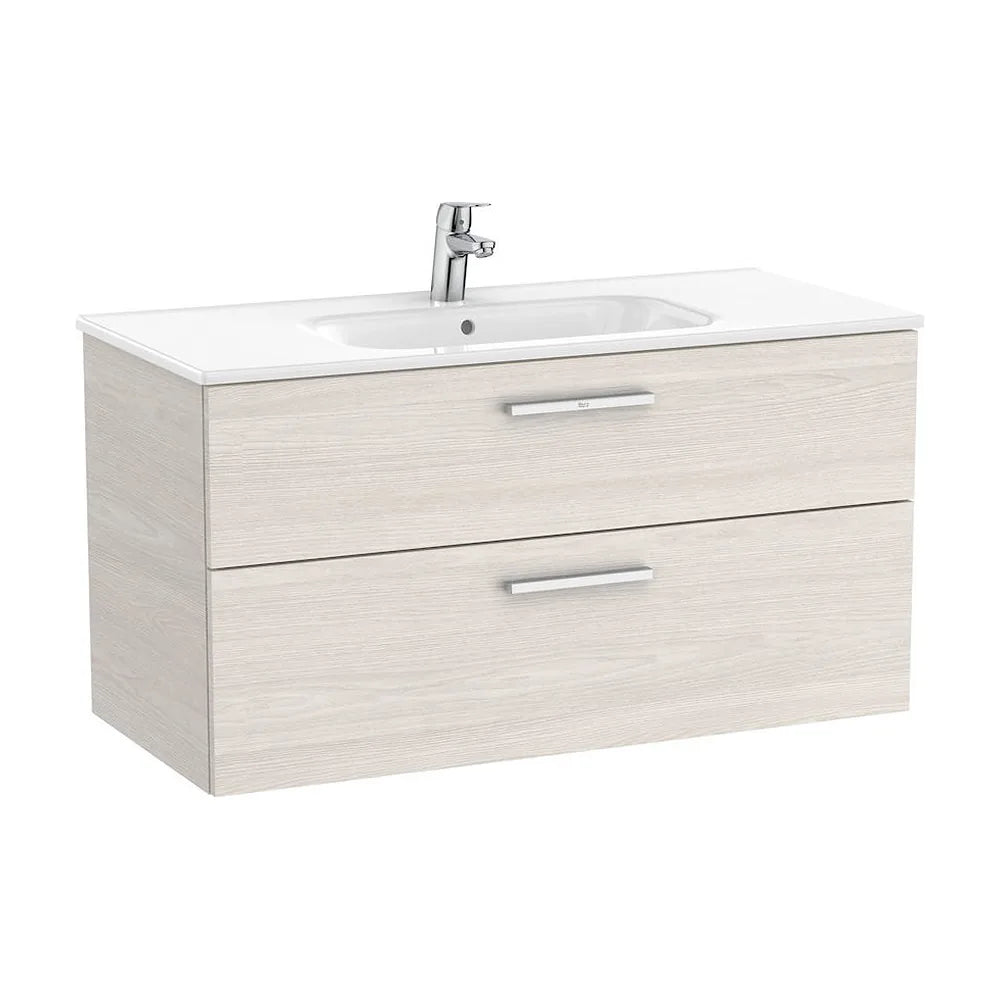 Mueble de baño de 100 cm de ancho con lavabo central color fresno Unik Victoria Roca - Vista 1