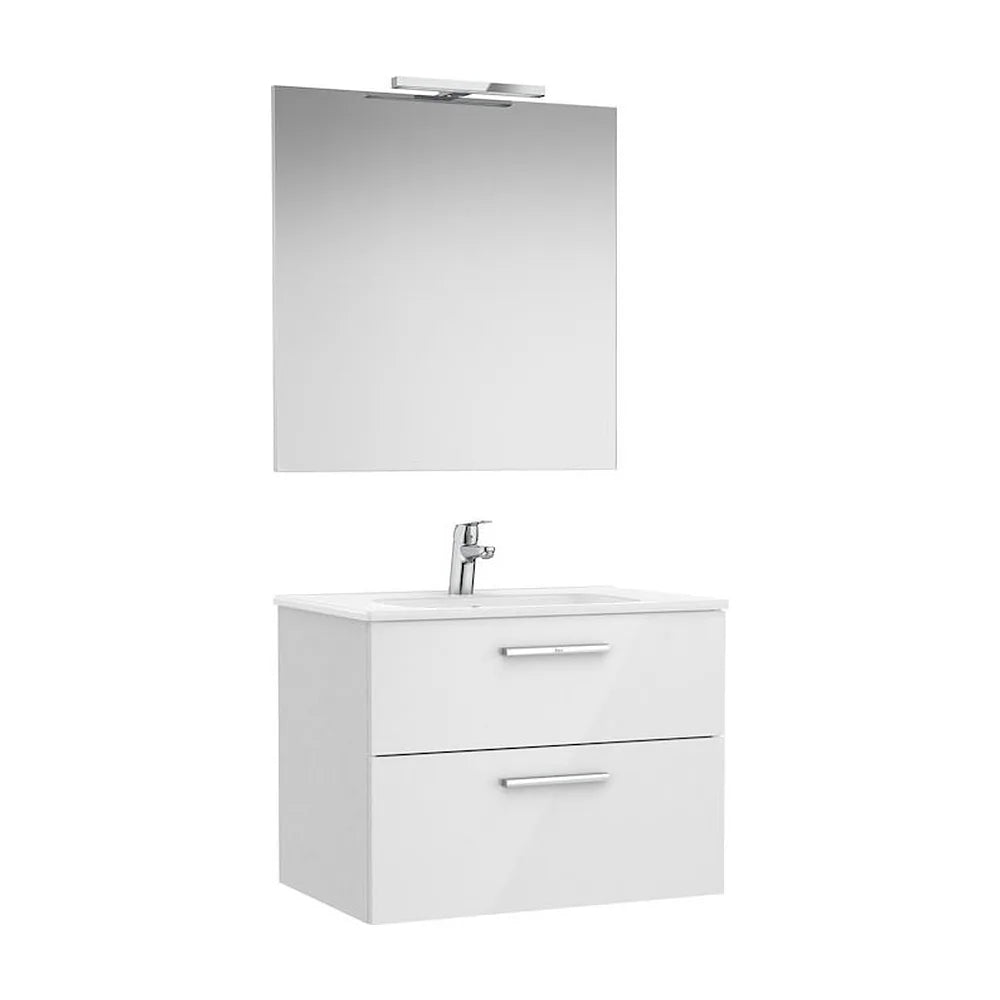 Conjunto de baño suspendido de 70 cm con un acabado en color blanco brillo Pack Victoria Roca - Vista 1