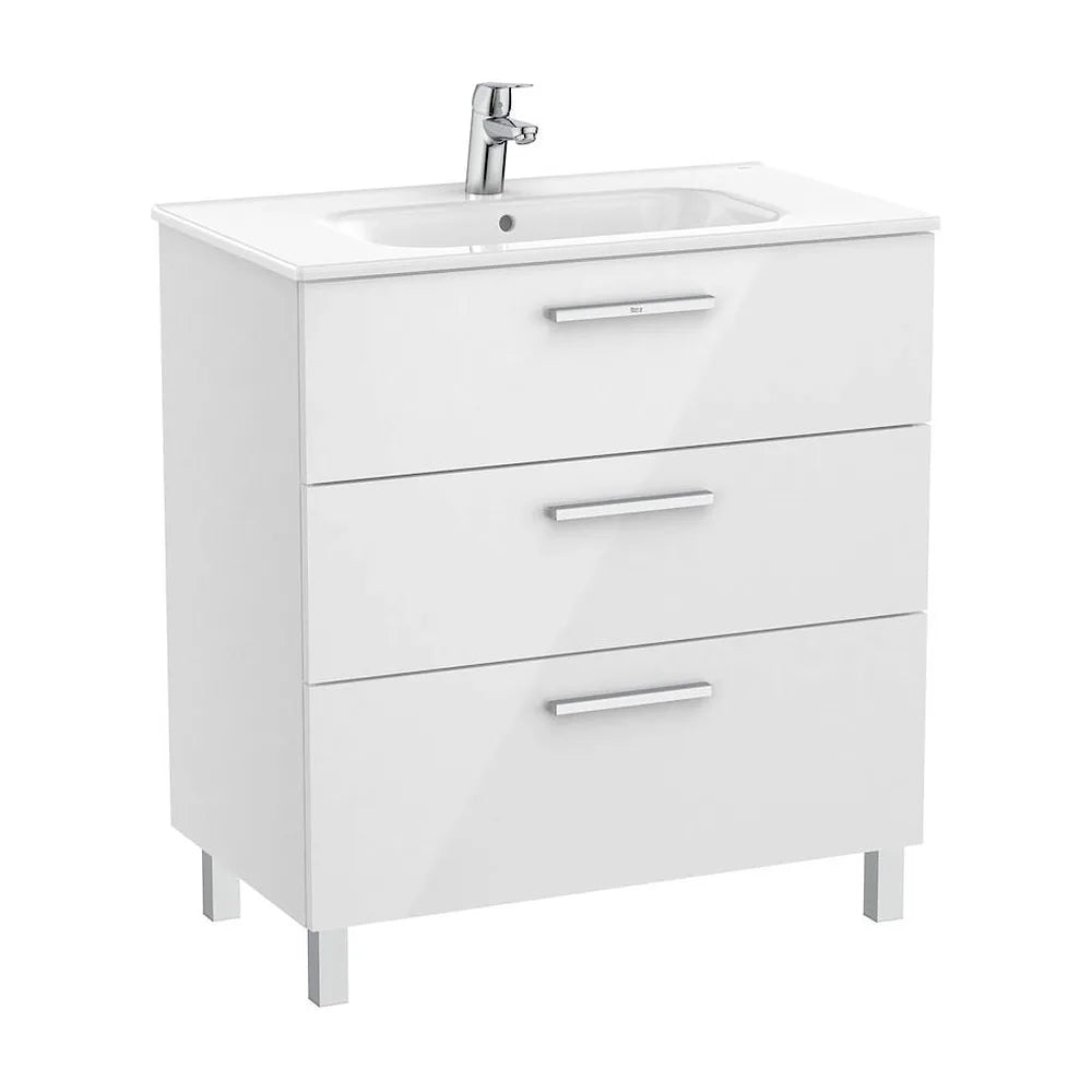 Mueble de baño de 80 cm de ancho en color blanco brillo Unik Family Victoria Roca - Vista 2