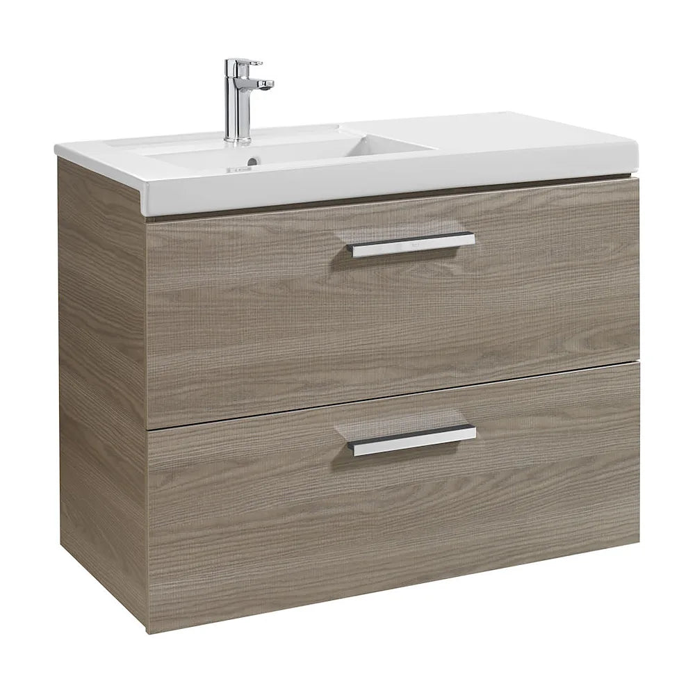 Mueble de Baño con 2 Cajones y Lavabo Izquierdo Unik de 90 cm Colección Prisma Fresno Roca - Vista 1