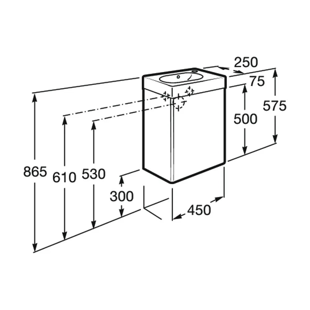 Mueble de baño con lavabo suspendido de 45 cm de ancho en color Arena Texturizado Unik Mini Roca - Vista 3