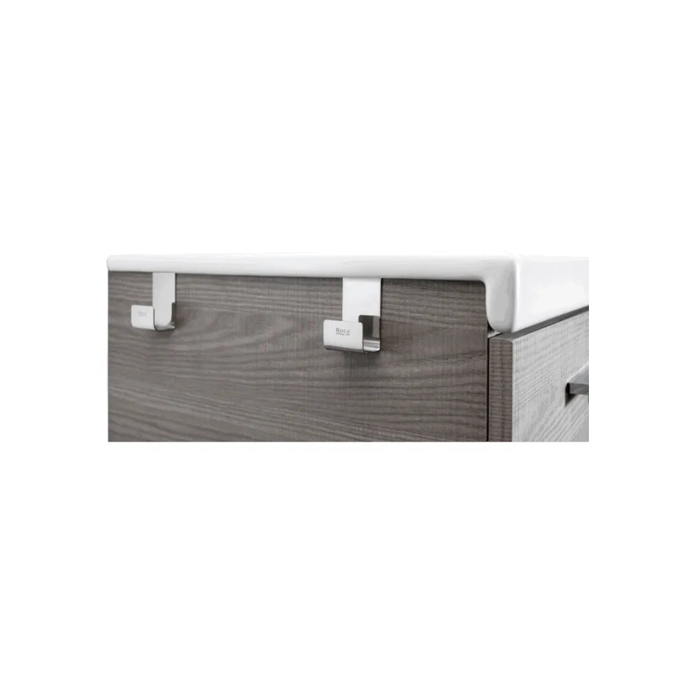 Mueble con dos cajones y lavabo izquierdo 90 cm de ancho en color blanco brillo Unik Prisma Roca - Vista 4