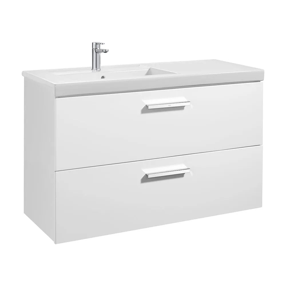 Mueble de Baño Suspendido 110 cm con Lavabo y 2 Cajones Blanco y Fresno Unik Prisma Roca - Vista 1