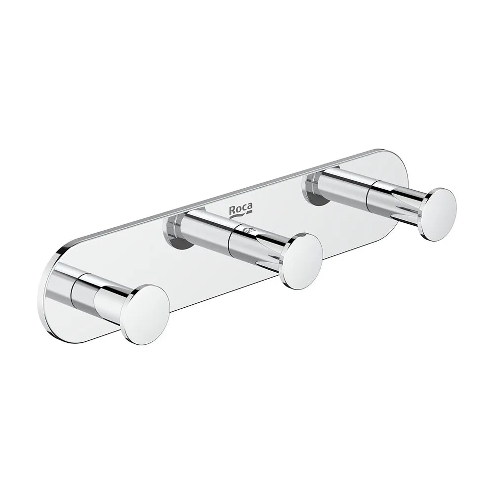 Percha de metal para pared con diseño triple en acabado color cromo Hotels Round Roca - Vista 1