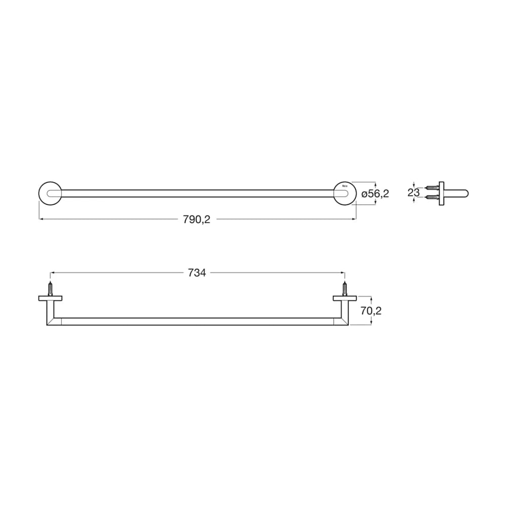 Toallero de Barra de Metal Round Hotels 79 cm Cromo Roca - Vista 2