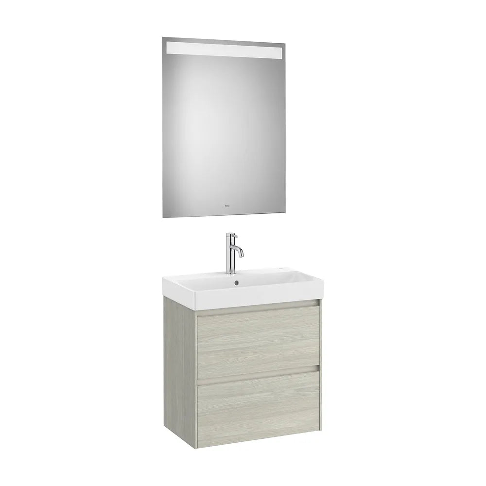 Conjunto de Baño con Espejo y Lavabo Claro Ella Ona de 60 cm Colección Unik Roble Roca - Vista 1
