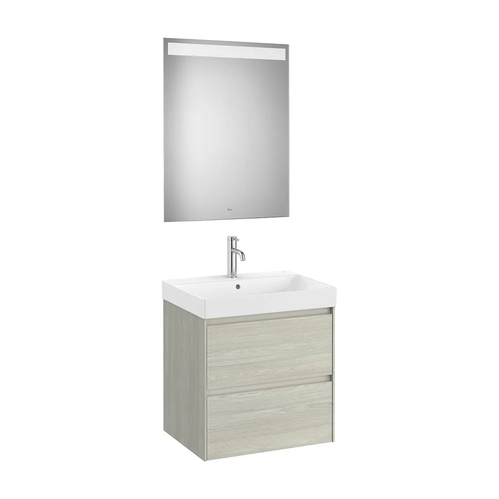 Conjunto de Baño con Espejo y Lavabo Claro Ella Ona de 60 cm Colección Unik Roble Roca - Vista 1