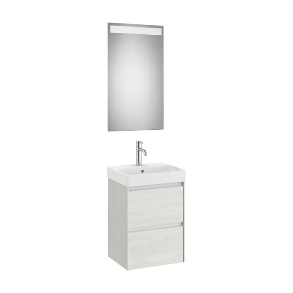 Conjunto de baño con espejo y mueble de 65 cm en acabado roble claro Unik Ella Ona Roca - Vista 1