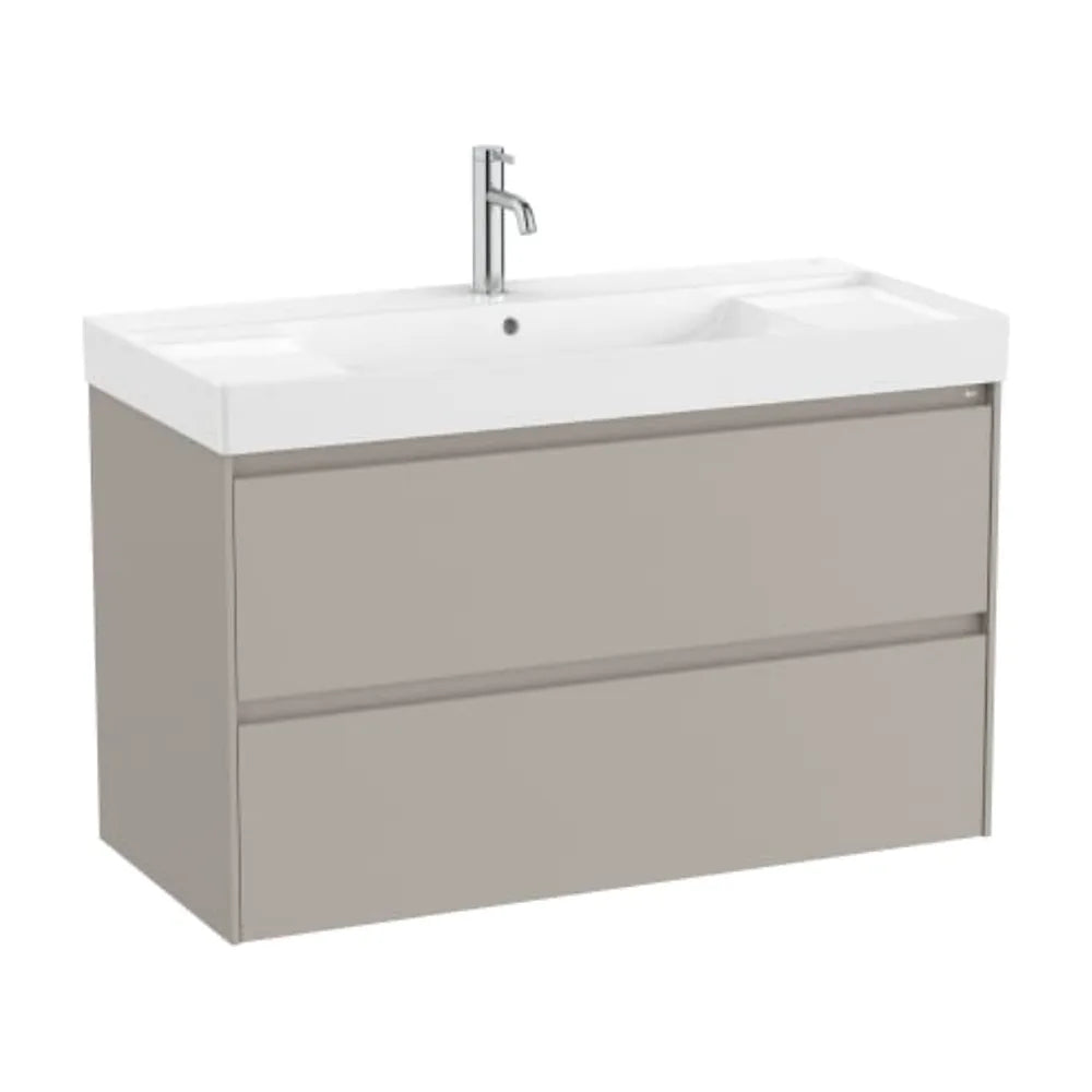 Mueble de baño con lavabo de 100 cm de ancho y 2 cajones en color arena mate Unik Ella Ona Roca - Vista 1