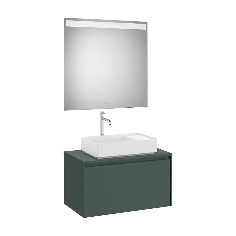 Conjunto de Mueble de Baño con Cajón y Espejo Incluido Verde Montaña de 80 cm Colección Ona Roca - Vista 1