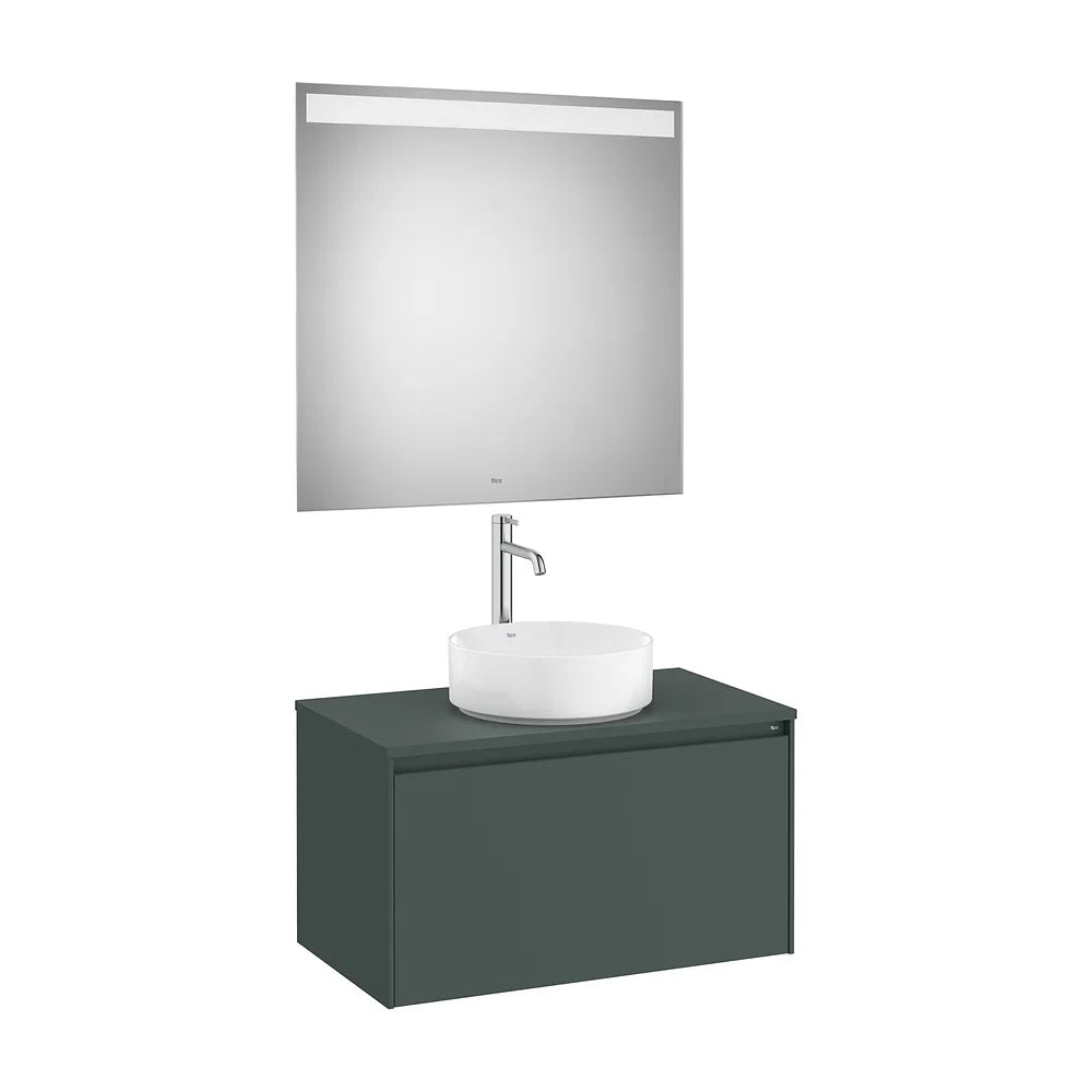 Conjunto de Mueble de Baño con Cajón y Espejo Incluido Verde Montaña de 80 cm Colección Ona Roca - Vista 2