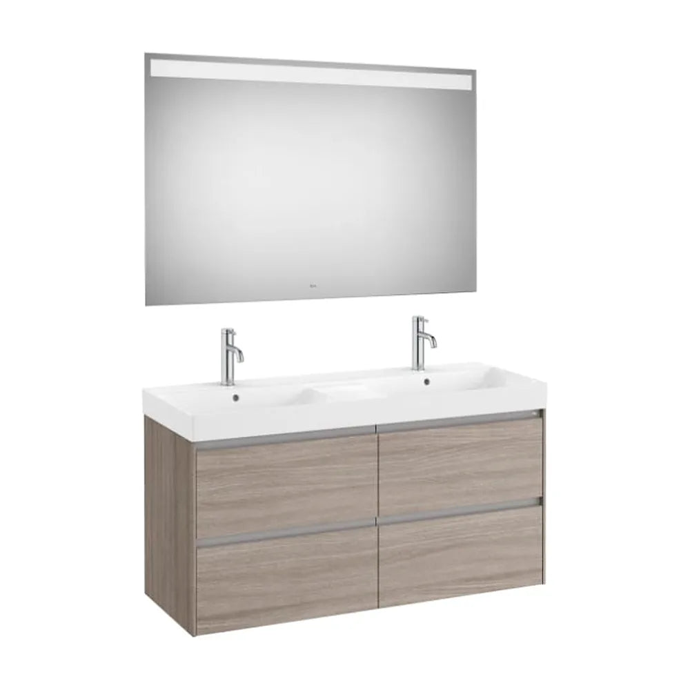 Conjunto de Baño Doble Lavabo Olmo Oscuro de 120 cm Colección Ona Roca - Vista 1