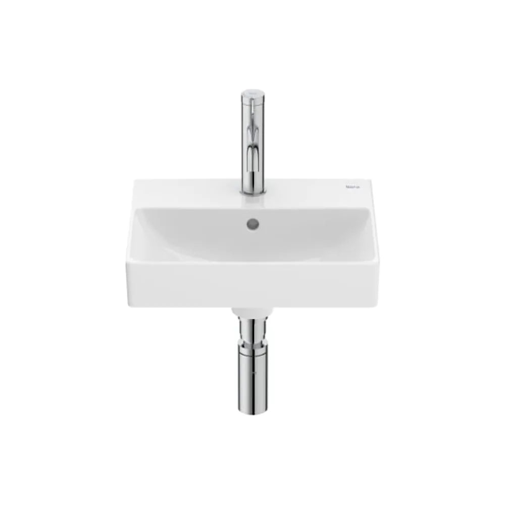 Lavabo mural de porcelana blanco brillo de 40 cm cubeta centrada con orificio para grifería Ona Roca - Vista 1