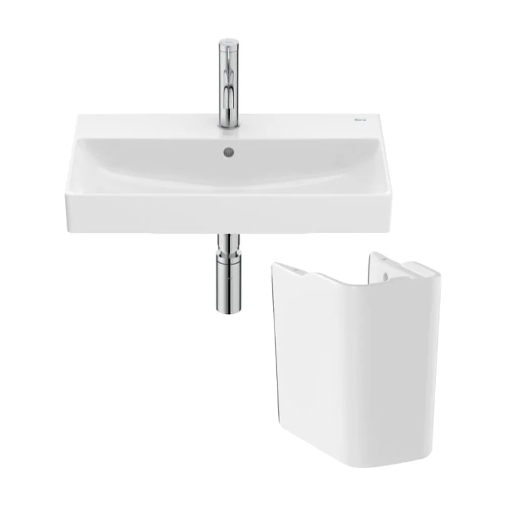 Lavabo Mural de Fineceramic con Semipedestal Acabado Ona 45cm Blanco Roca - Vista 2