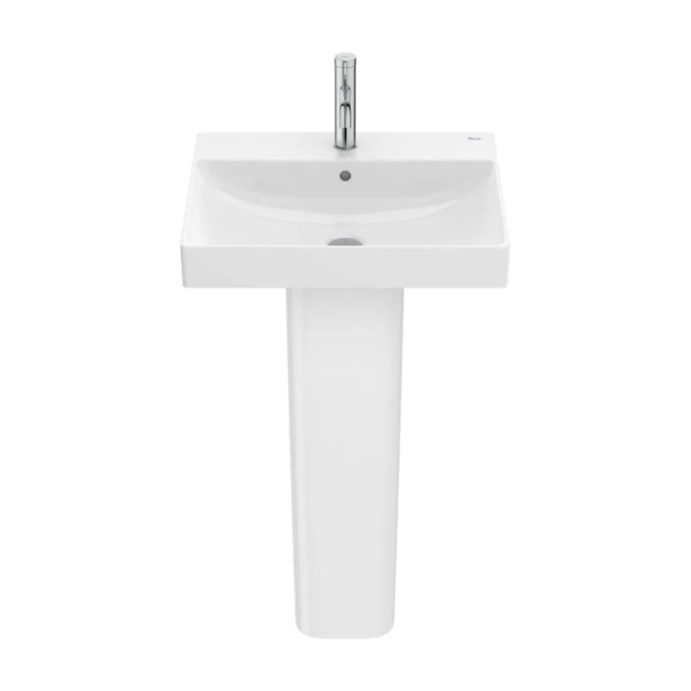 Lavabo de porcelana rectangular con pedestal en acabado color blanco brillante Ona Roca - Vista 1