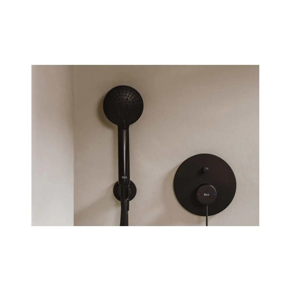 Grifo monocomando para ducha y empotrable fabricado en latón y plástico negro mate Ona Roca - Vista 2