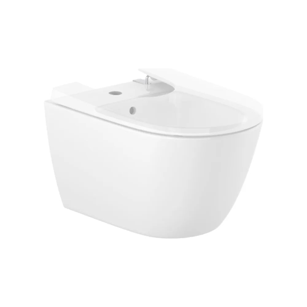 Bidé suspendido hecho en porcelana de 36 cm con un acabado en color blanco Ona Roca - Vista 2