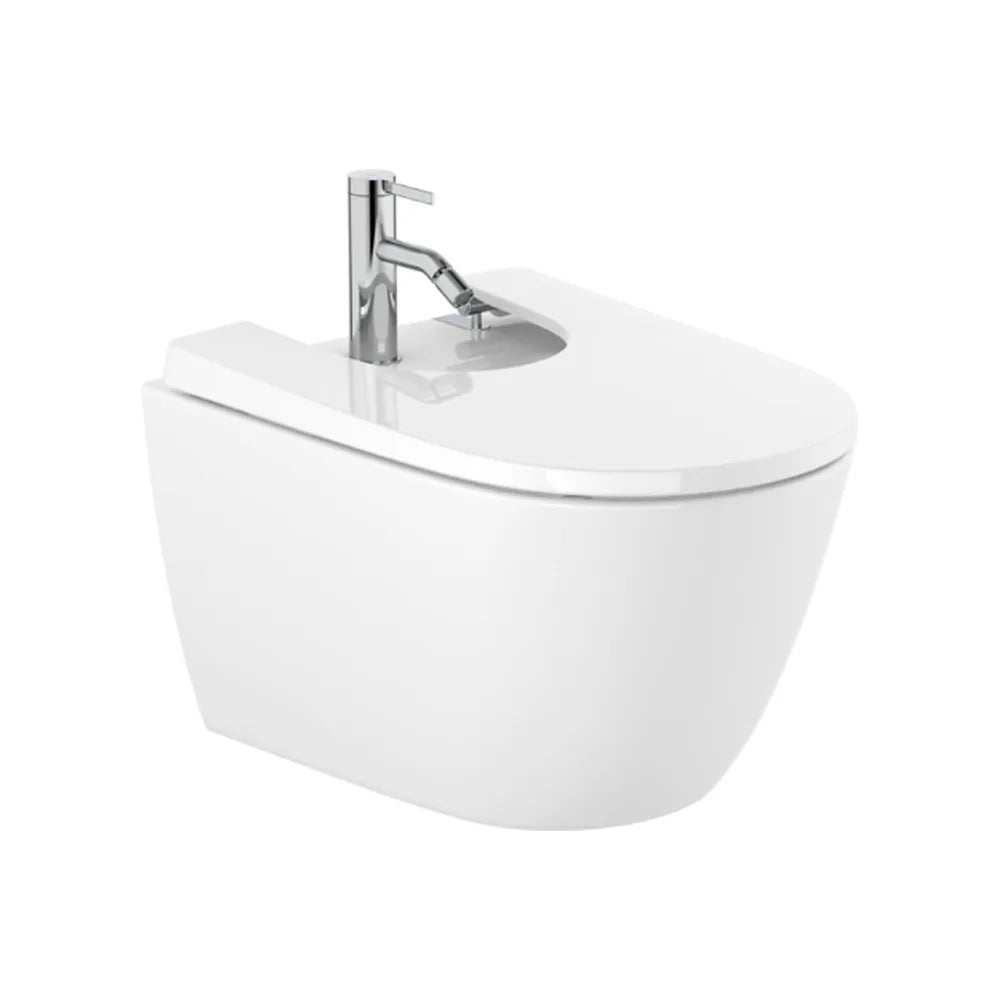 Bidé suspendido hecho en porcelana de 36 cm con un acabado en color blanco Ona Roca - Vista 1