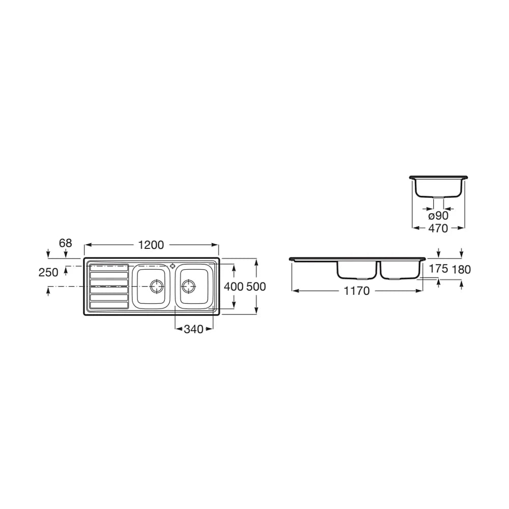 Fregadero de acero inoxidable de 120 cm con escurridor a la izquierda Victoria Roca - Vista 2