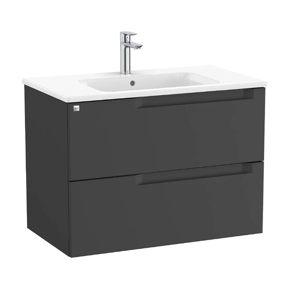 Mueble de Baño con Lavabo Centrado de 80 cm Colección Aleyda Negro Mate Roca - Vista 1