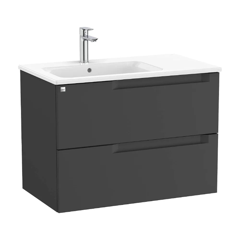 Mueble de baño con lavabo a izquierda de 80 cm de ancho en color negro mate Aleyda Roca - Vista 1