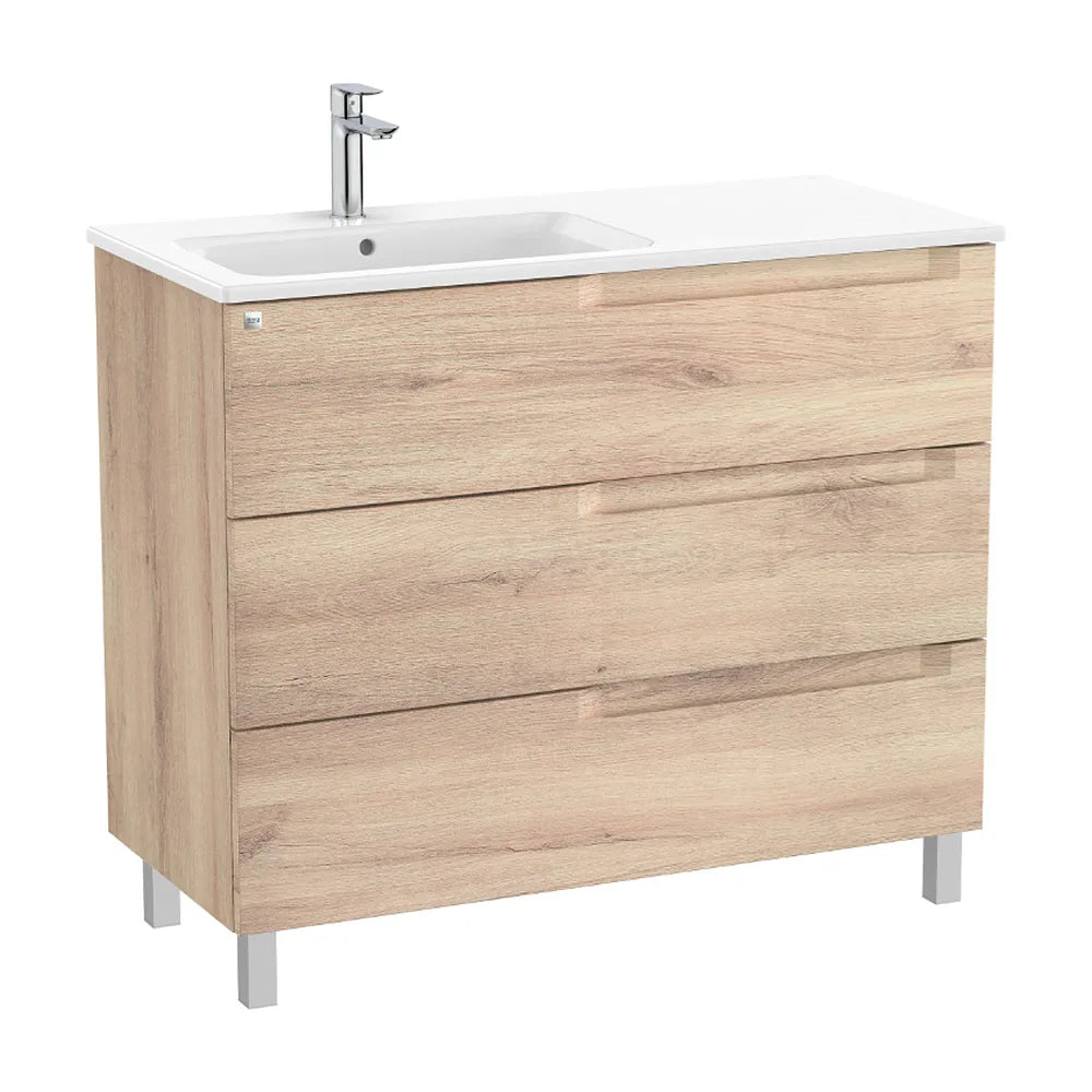 Mueble de baño con lavabo a izquierda de 100 cm de ancho en color beige madera Aleyda Roca - Vista 1