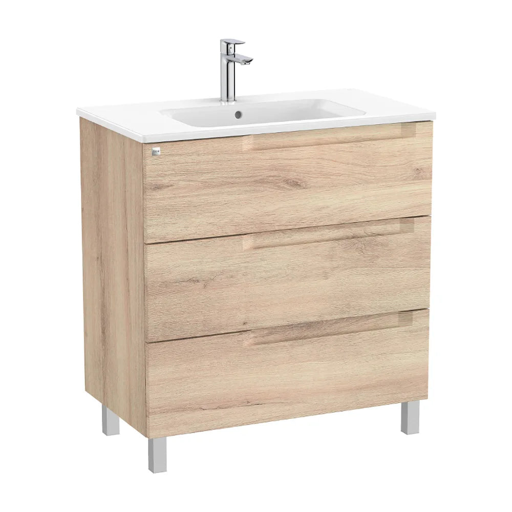 Mueble de baño con lavabo centrado 80 cm de ancho en color beige madera Aleyda Roca - Vista 1