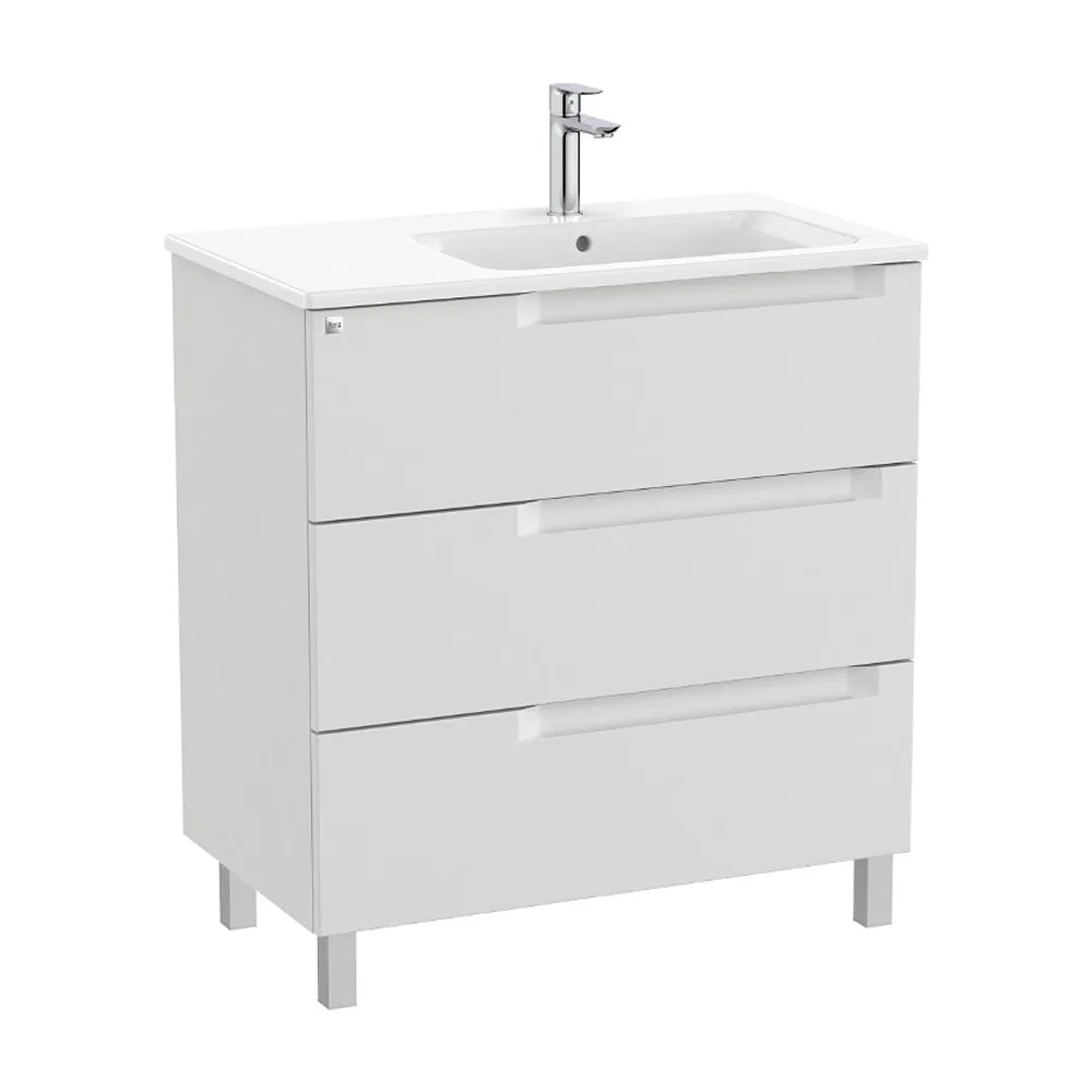 Mueble de baño con lavabo a la derecha de 80 cm de ancho en color gris piedra Aleyda Roca - Vista 1
