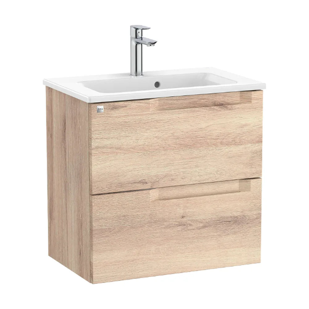 Mueble de baño de 60 cm de ancho con lavabo centrado en color beige madera Aleyda Roca - Vista 1